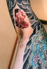 入れ墨　和彫り　脇